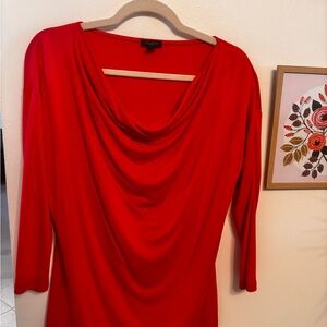 Ann Taylor Factory Red Drape Neck Blouse